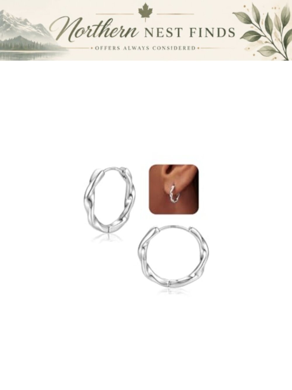 S925 Sterling Silver Post Hoop Earrings 14mm Twisted 18K Gold Plated